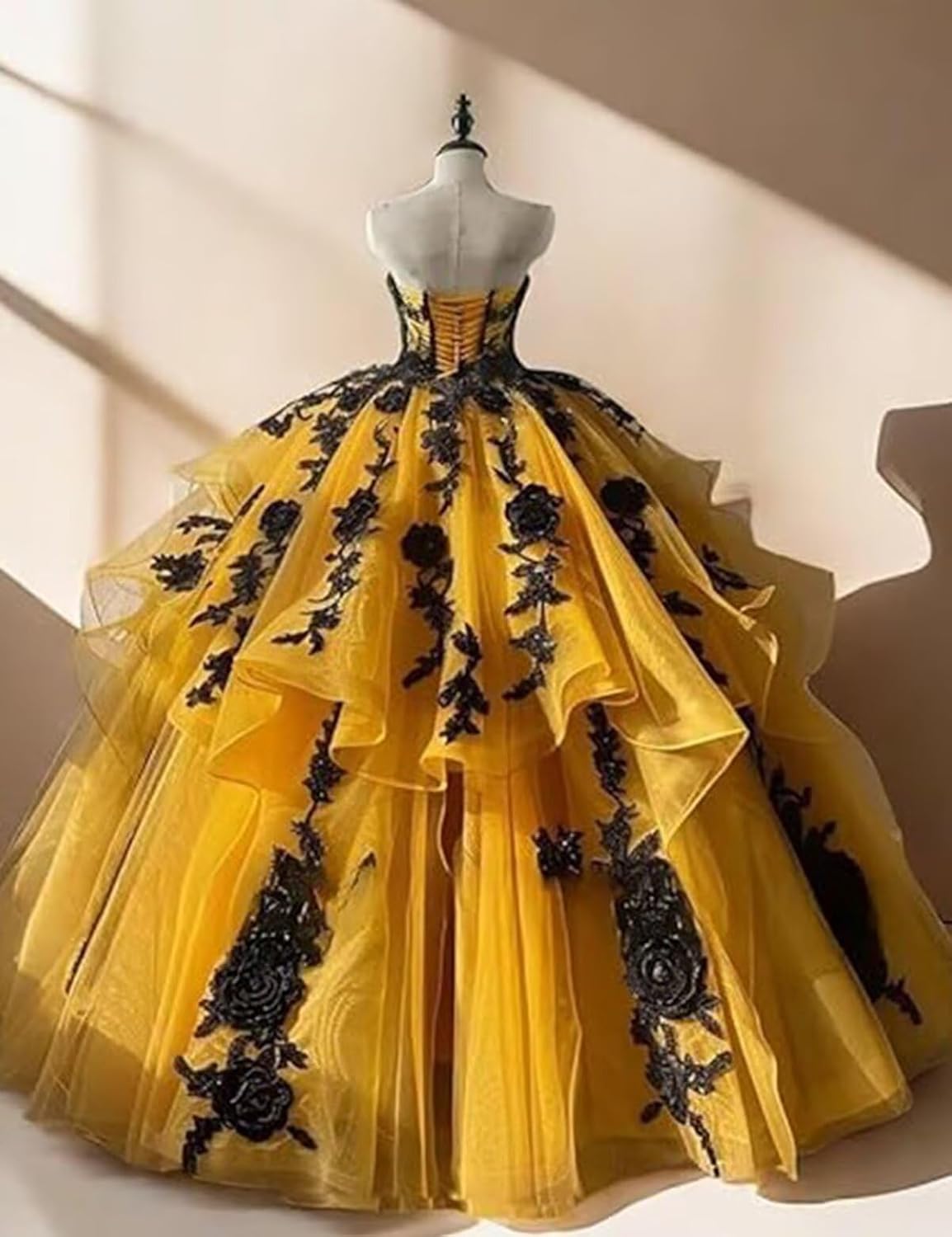 Women's Organza Lace Applique Prom Dress Lace-Up Sweetheart Quinceanera Dress