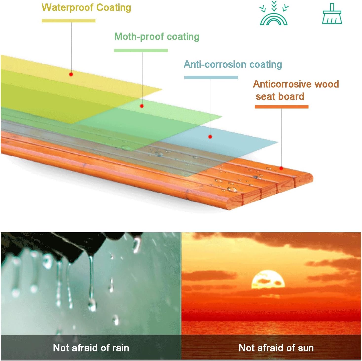 Metal Garden Bench, Outdoor Backless Bench, Steel Park Bench, Patio Seat Furniture, Bench Chair, Weather-Resistant, 2 to 3 Seater, for Yard, Front Porch, Path, Lawn, Backyard (Color : Whit