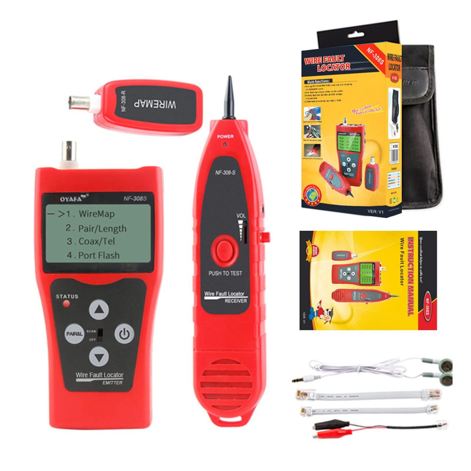 Domary NF-8209S Tester per Cavi di Rete con Display LCD TDR Individua i