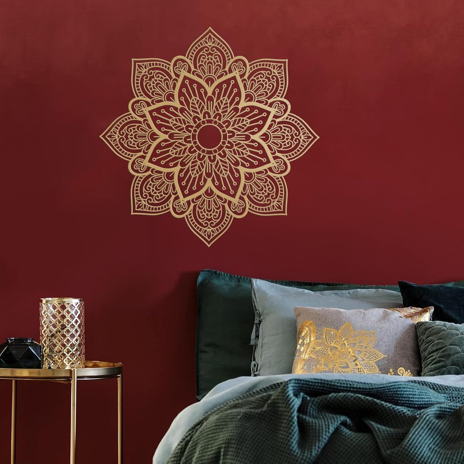 Resama Large Metal Round Mandala Wall Decor, Unique Lotus Flower Wall Art for Living Room Bedroom Bathroom Corridor Home room and Office decoration