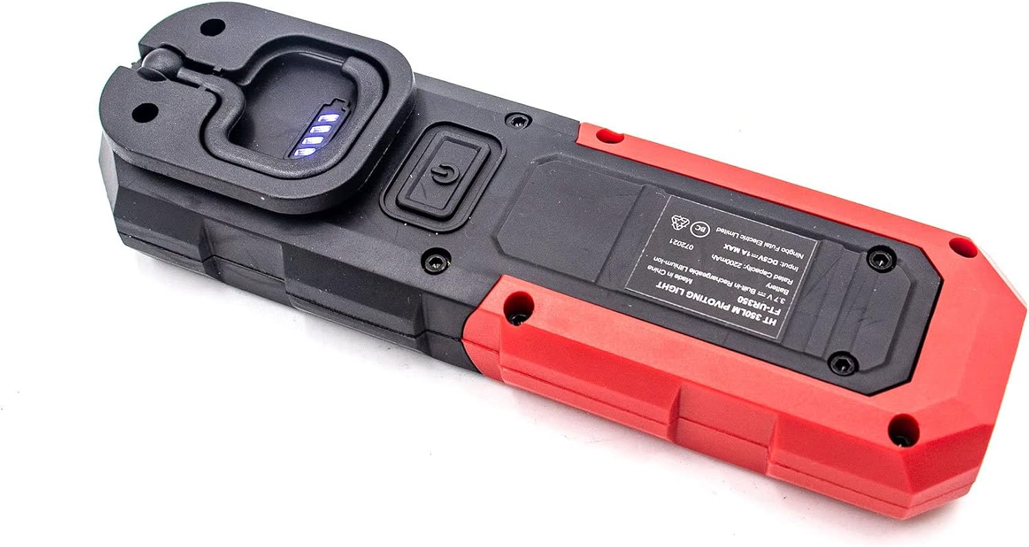 HyperTough 350-LUMEN Rechargeable LED Work Light Strong Magnet Pivoting Stand Flashlight USB Powered by Lithium-ION Battery