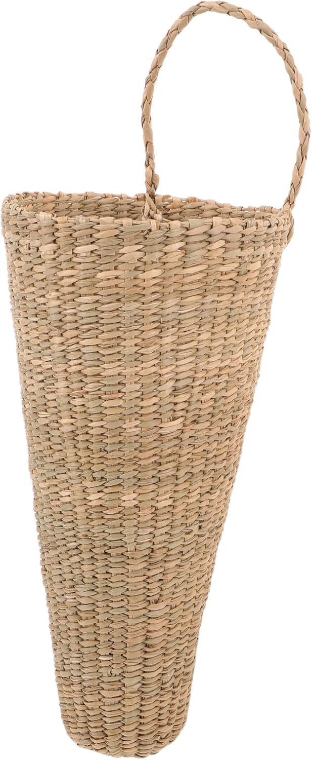 jojofuny Woven Hanging Wall Basket: Straw Handmade Rattan Wall Planter - Rustic Flower Pot for Garden, Home, Door, Entryway, Flower, Mail - Farmhouse Decor