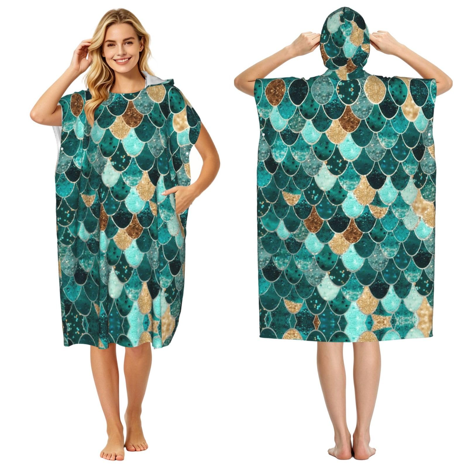 Poncho microfibre sirène pour éviter le froid lors de la nage