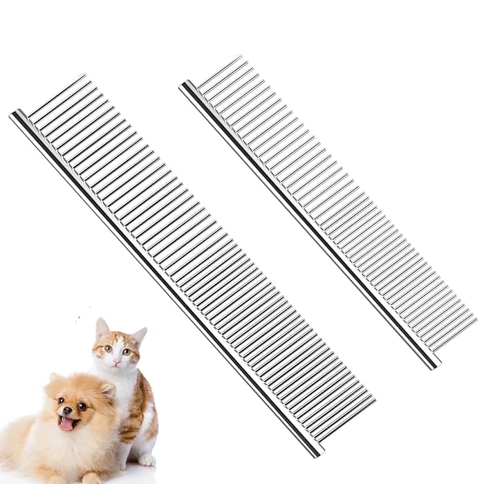 Buy TanDraji Dog Combs for Grooming, 2 Pack Metal Dog Comb with Rounded