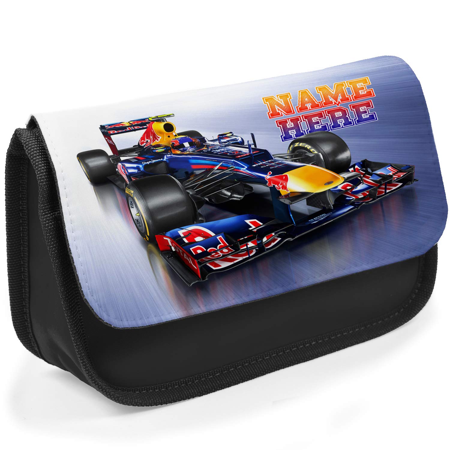 KRAFTYGIFTS Personalised School Pencil Case Race CAR Stationary Bag Boys JS02 (Black)