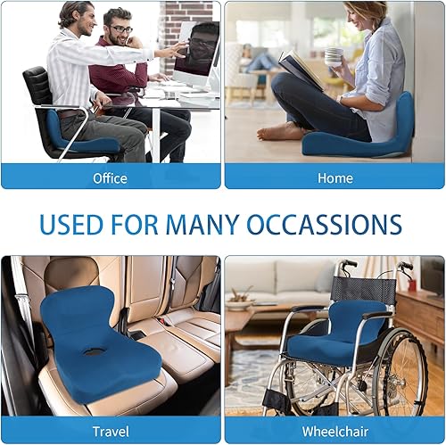 Miniatura 5 de Cojines para silla de oficina para espalda y trasero, cómodo cojín de espuma viscoelástica para asiento lumbar y coxis, coxis y dolor de espalda,