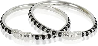 IRA&PEU Silver unique trendy black beads nazariya kids bangle bracelet (weight 11gram) Price In India