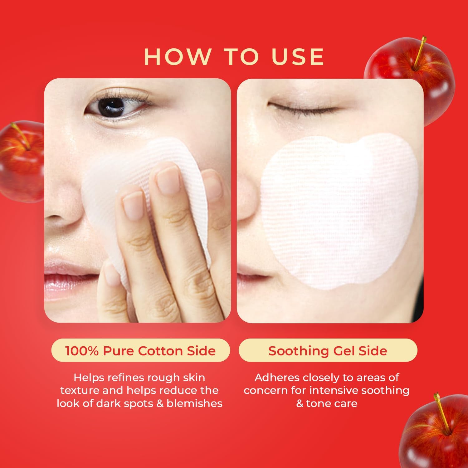 Appletathione Toning Toner Pads for Dark Spots & Uneven Tone Refinement with Apple+Glutathione, Niacinamide, LHA & PHA, 160ml/5.41fl.oz./60 Pads