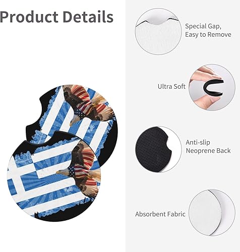 Miniatura 5 de Eagle of American - Portavasos universales para todos los vehículos, accesorios impermeables para portavasos (0.2 in de grosor2.7 in) de neopreno