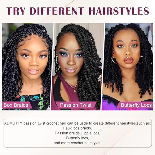 Miniatura 8 de Cabello de Ganchillo Passion Twist, Cabello Passion Twist de 12 Pulgadas, 8 Paquetes de Cabello Passion Twist Pre-Retorcido, Trenzas de Ganchillo