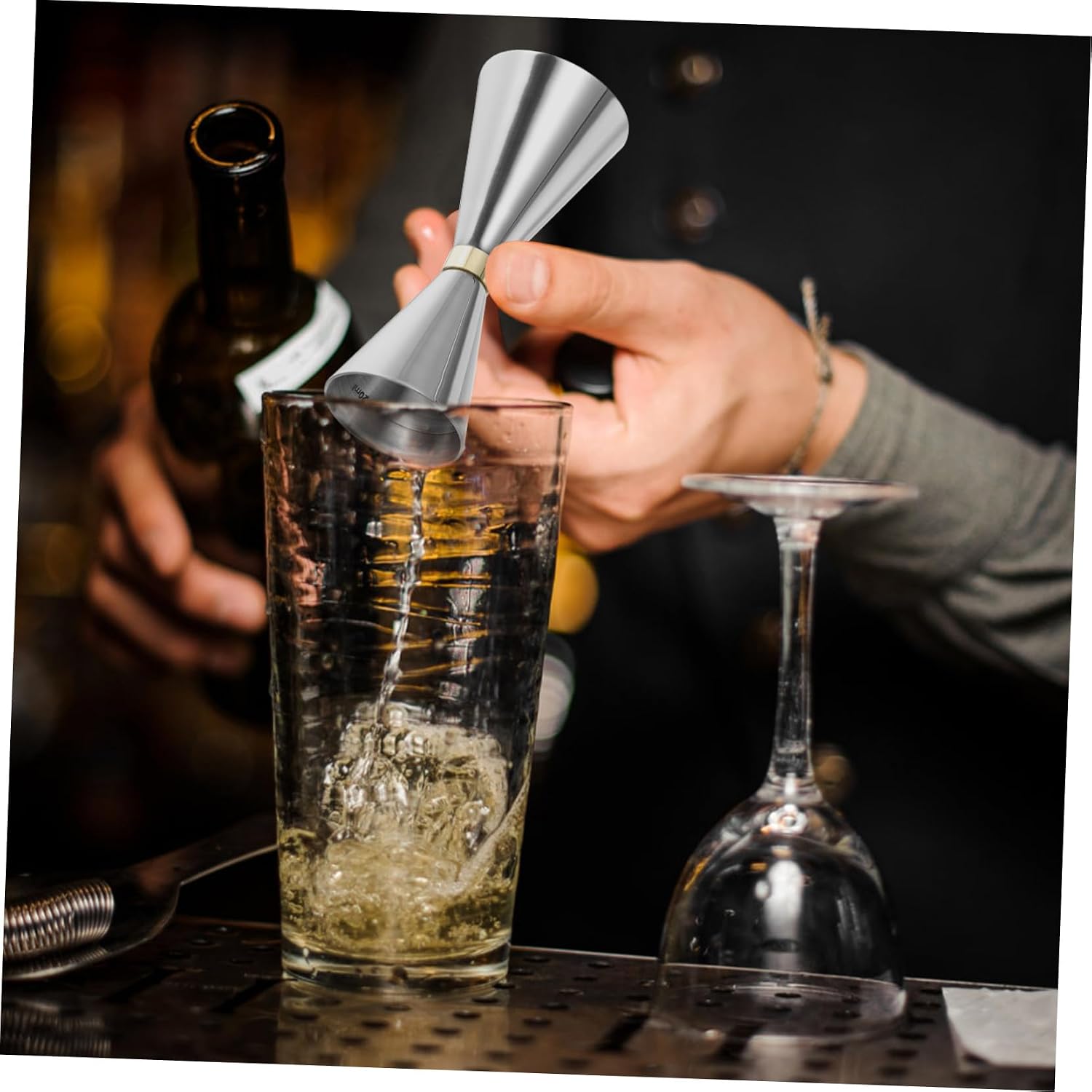 MAGICLULU 3pcs Cup Bar Accessory Stainless Steel Cocktail Jigger Shakers Bartending Jigger Shape Measuring Cup