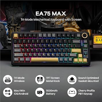 Compatible for EPOMAKER X AULA EA75 MAX 75% | Screen + knob. Hot-swap gasket. Tri-mode ANSI US.(LEOBOG Reaper Switch)