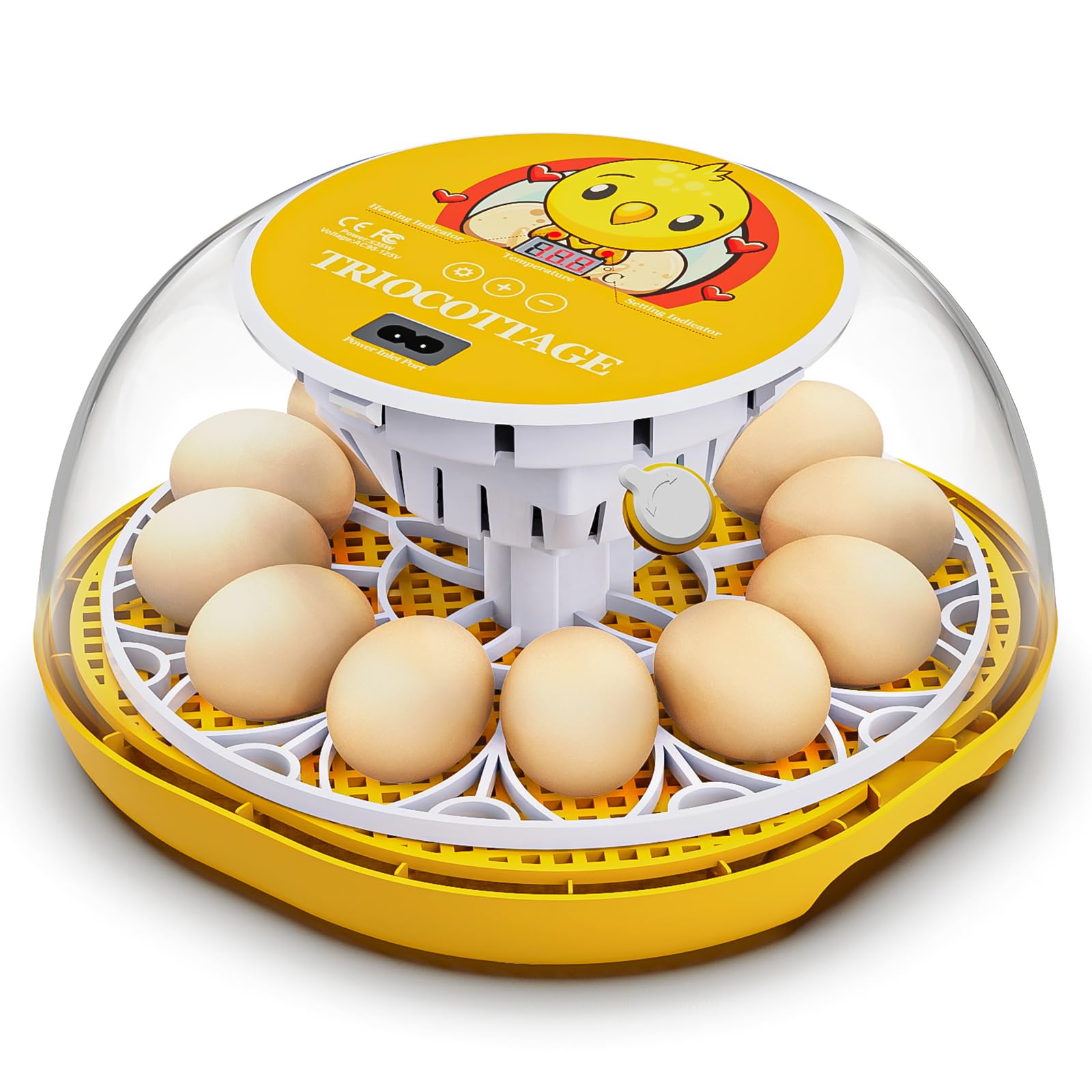 Couveuse Automatique Œufs, Incubateur pour Poussin avec Retournement Automatique des Œufs, Contrôle de la Température et Humidification Automatique, pour Oeufs de Poule, Caille et Oies (12 œufs)