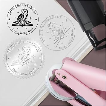 from The Library of Embossers & Stamps Custom Owl Color Self-Inking Stamp with Your Name or Design Great for Personalizing Books, Text Books and Journals 01