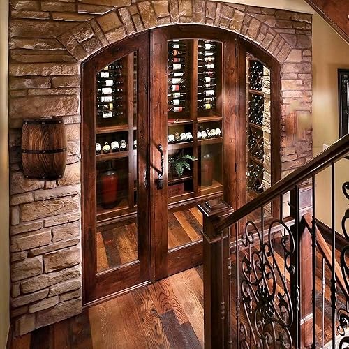 Miniatura 2 de Rustic Wood Barrel Wall Sconce Industrial Up Down Wall Light Vintage Farmhouse Brown Wooden Wall Fixtures for Bar Wine Cellar Living Room Dining