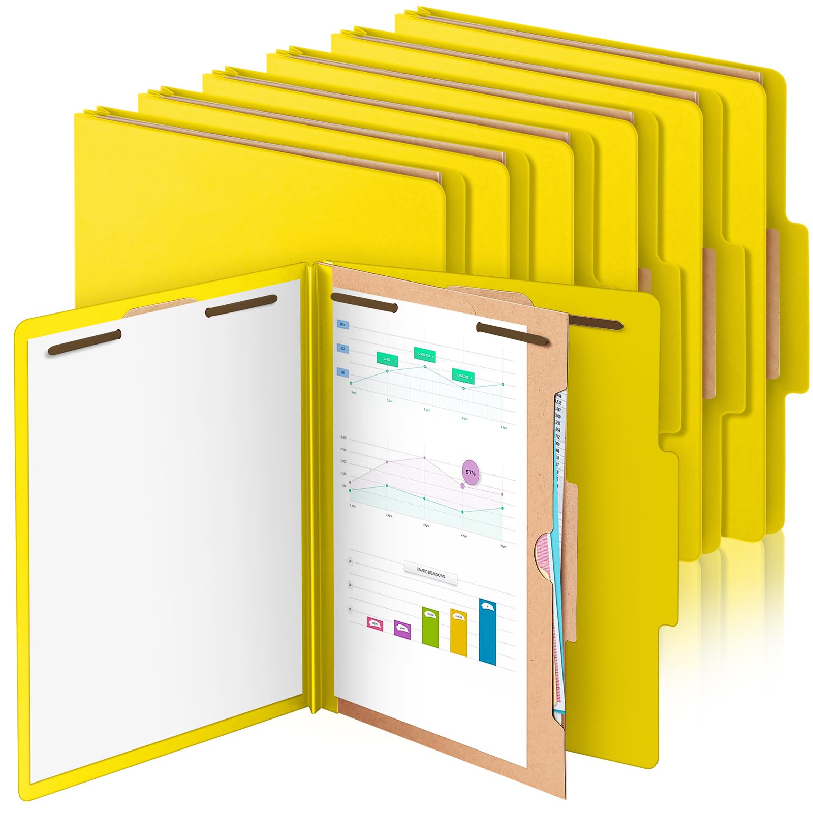 12 Pcs Classification Folders 1 Pocket Divider Medical Folder, Yellow