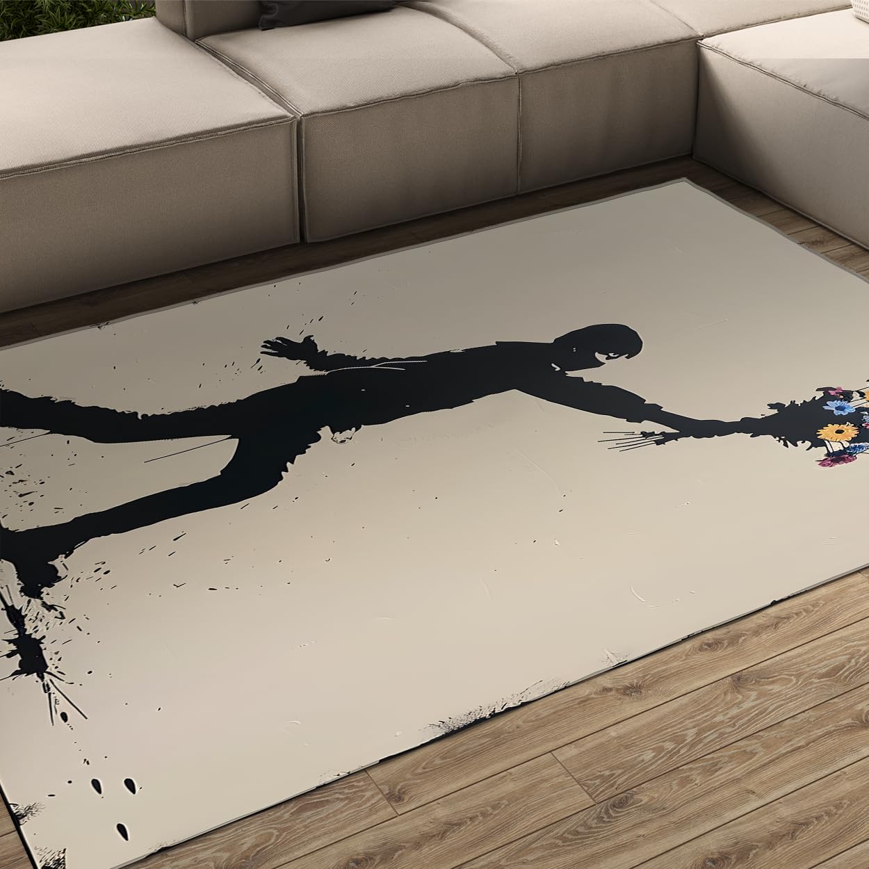 Tapis imprimé garçon avec chien lavable pour une chambre d'enfant chaleureuse et propre