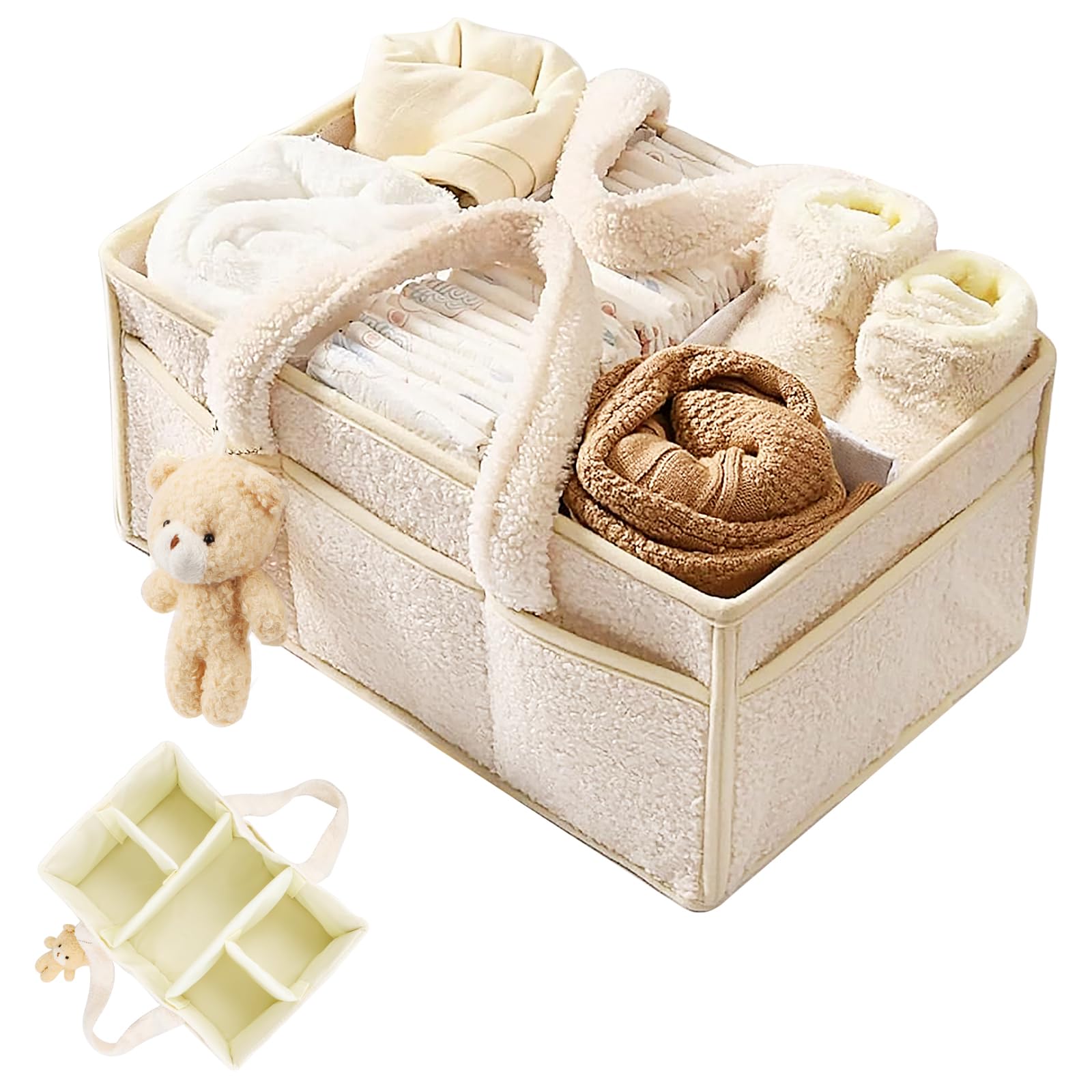 Wvu & Wvo Windel-Organizer für Wickelunterlage, Feuchttücher-Aufbewahrungskorb, Baby Windel Caddy Organizer, Geschenk für Babyparty, Auto-Organize-r, Kindergarten Organize-r, Tragbare Aufbewahrung