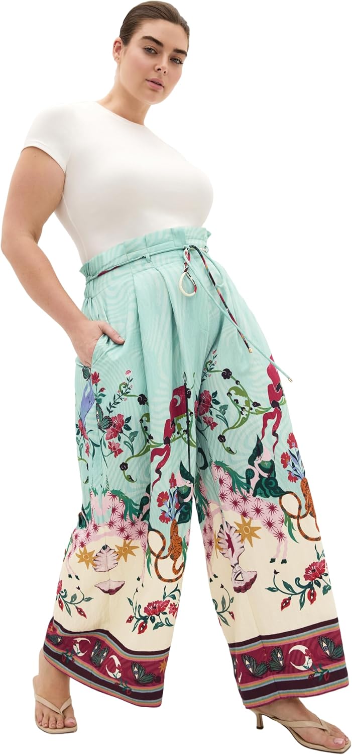 City Chic Women's Plus Size Pants - Bella Wide Leg Print