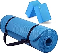 Fitvids 1/2-Inch Extra Thick High-Density Anti-Tear Yoga Mat with Non-Slip Grip, Carrying Strap & Yoga Blocks - 7 Vibrant Colors