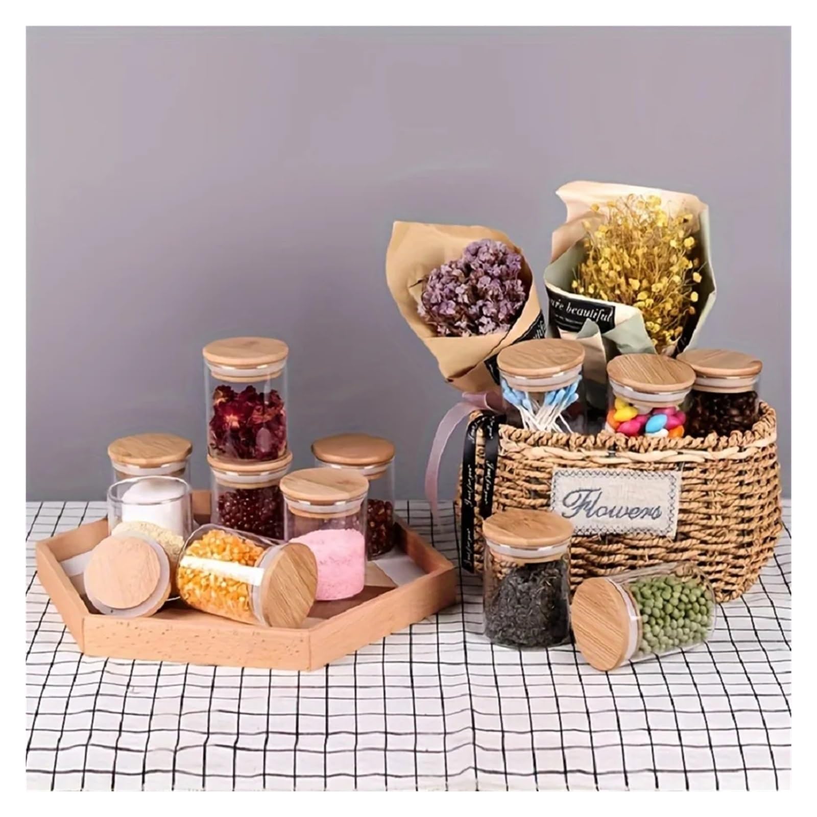 12 tarros de cristal for almacenar especias, 227 ml (8 oz), minitarros con tapa hermética for la cocina, ideales for azúcar, galletas y arroz