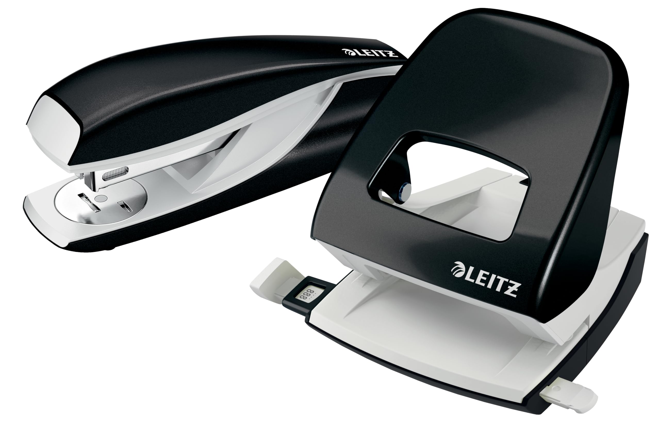 Leitz NeXXt Locher und Heftgerät Set für bis zu 30 Blatt, Inkl. Heftklammern, schwarz, WOW, 50951095
