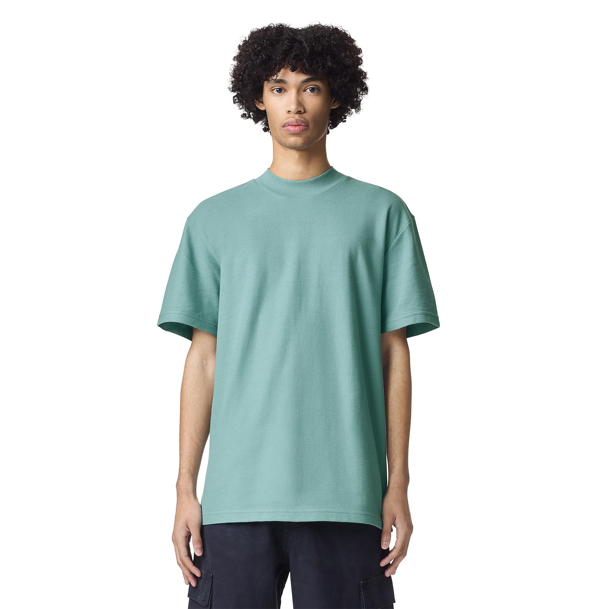American Apparel Unisex Pique Mockneck T-Shirt, Style G1PQ, Arctic