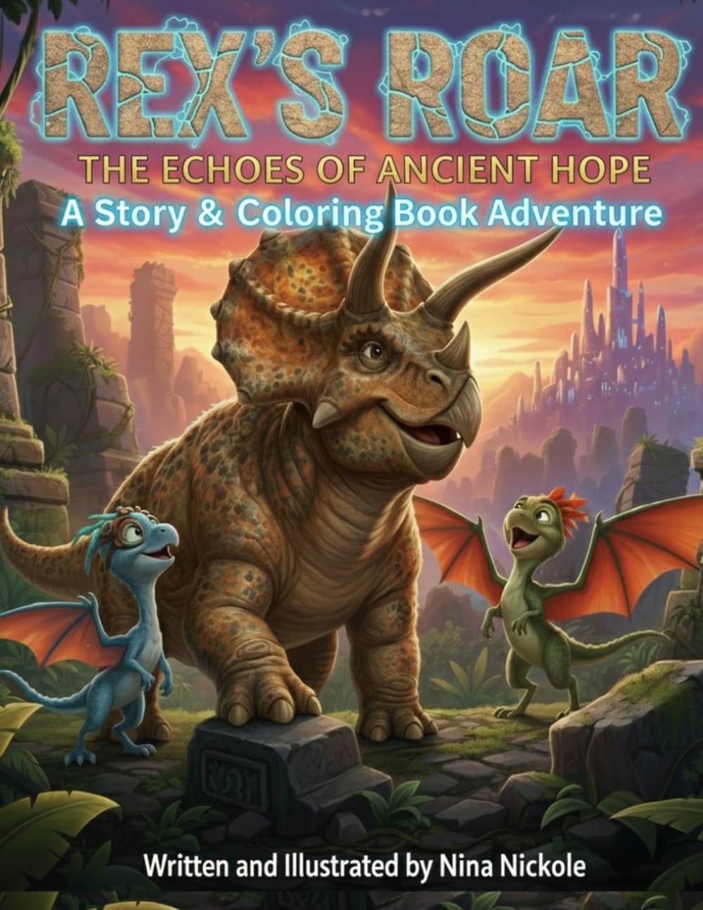 Rex's Roar: The Echoes of Ancient Hope: A Dinosaur Story and Coloring Book for Kids, Fun Dragon and Triceratops Adventure for Boys and Girls
