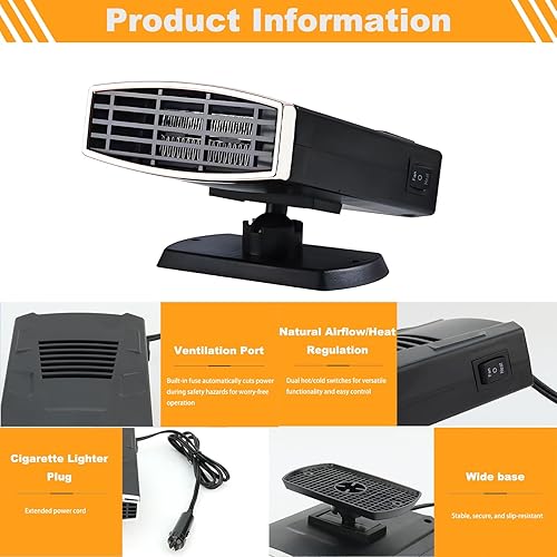Miniatura 5 de Calentador y descongelador portátil para automóvil, calentamiento rápido de 200 W, calentadores giratorios de 360 para vehículo, calentador de
