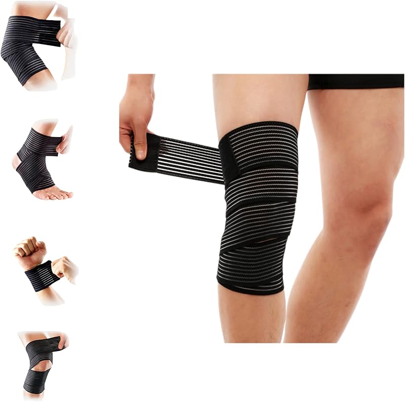 Elastic Breathable Wrap Ankle Extra Long Elastic Knee Wrap Compression Bandage Brace Support for Legs, Plantar Fasciitis, Stabilising Ligaments, Joint Pain, Squat, Basketball, Running, Tennis