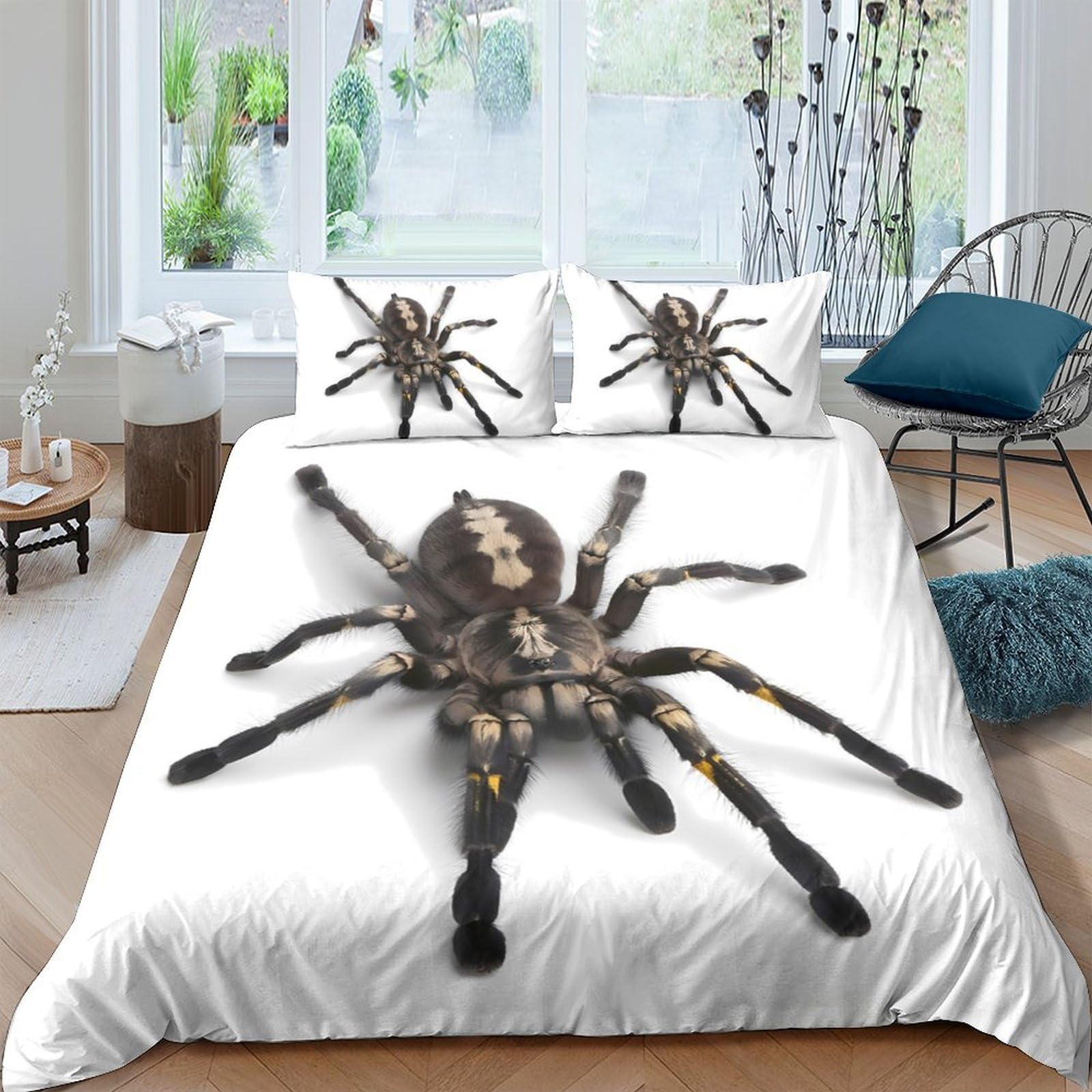 Ctjqhvkz Style-8 3D Printed Realistic Tarantula Fitted Sheet Microfiber Soft Breathable Spider Mattress Cover For Bedroom Dorm Decorative Protection Single（135X200cm）