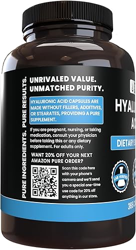 Miniatura 3 de Ácido hialurónico 365 cápsulas puro sin rellenos de origen natural extra fuerte sin OMG 450 mg de porción