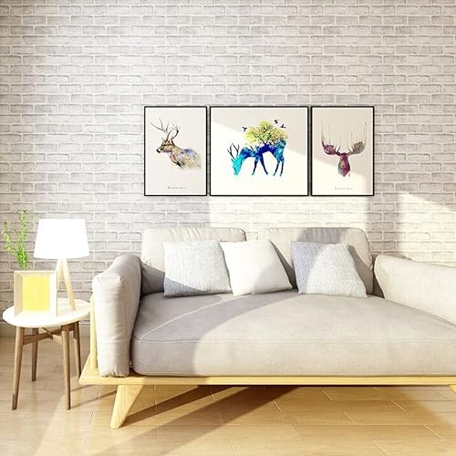 Miniatura 6 de FlockenHome Papel tapiz de ladrillo blanco de 17.7 x 472 pulgadas, papel tapiz de ladrillo sintético, para salpicaduras, decoración navideña