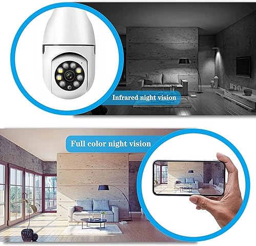 Miniatura 4 de Cámara de bombilla inalámbrica WiFi HD 1080P de 360 grados con cámara panorámica de luz detección de movimiento inteligente y visión nocturna cámara
