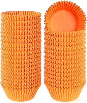 Caperci Standard Orange Cupcake Muffin Liners 500-Count, No Smell, Food Grade & Grease-Proof Paper Baking Cups Orange