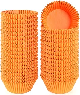 Caperci Standard Orange Cupcake Muffin Liners 500-Count, No Smell, Food Grade & Grease-Proof Paper Baking Cups (Orange)