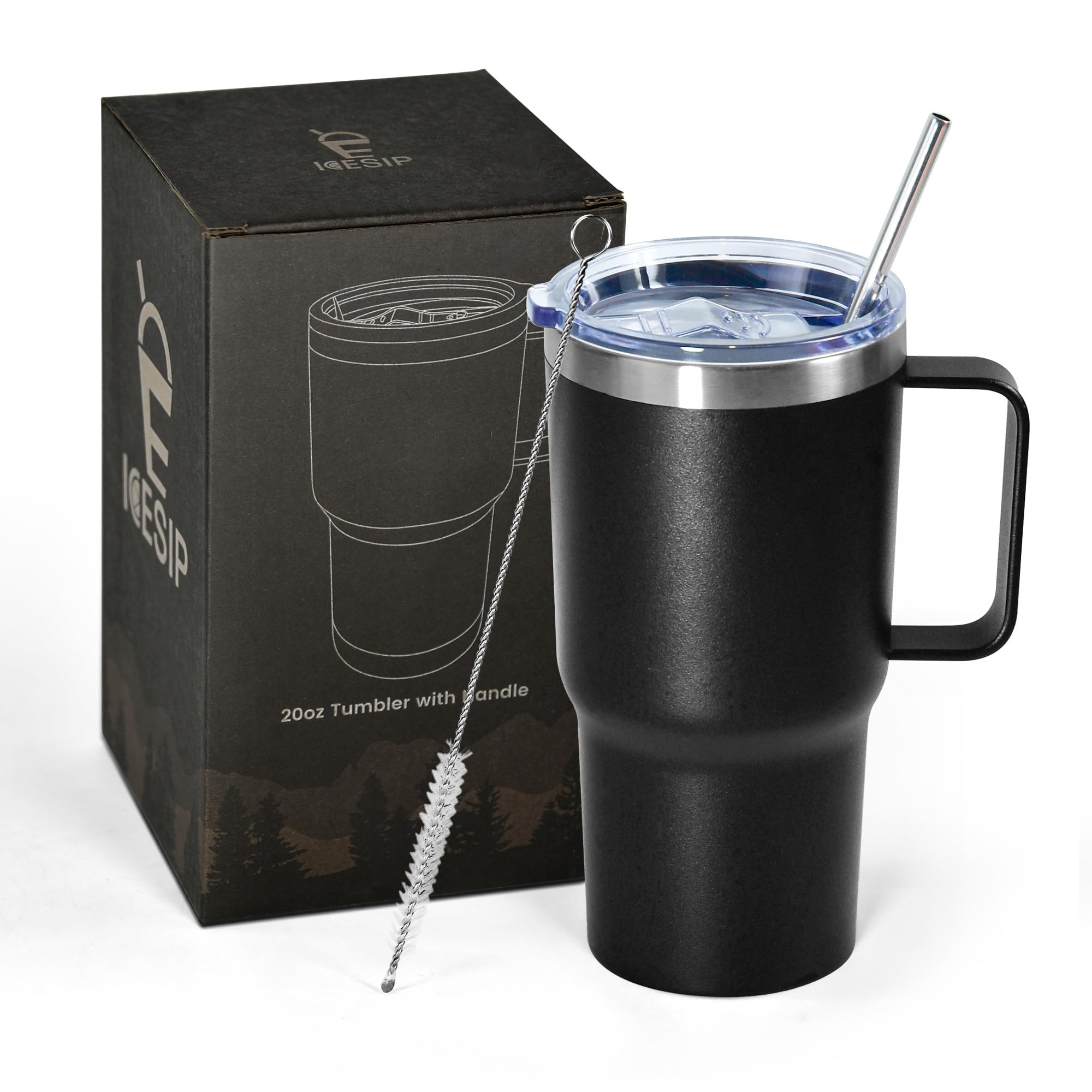 Gobelet de 591 ml avec anse noir pour garder le café chaud toute la journée