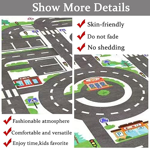 Miniatura 8 de Alfombra de juego para niños, ideal para jugar con autos y juguetes, alfombra educativa para niños de carretera y tráfico, alfombra divertida para