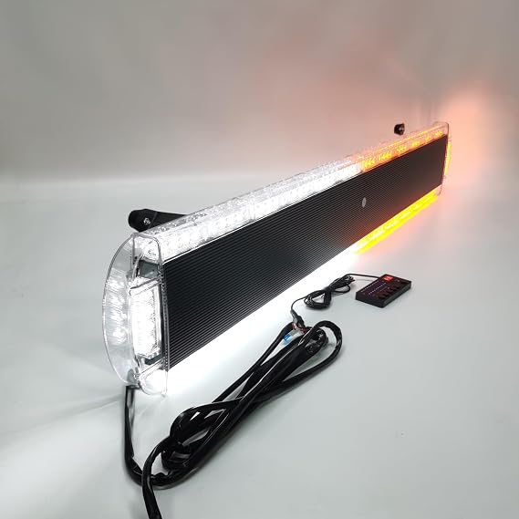 CFLMYYXGS 104 LED Amber-White Strobe Light Bar all Side Flashing High Intensity Emergency Warning Flash Strobe Light with Safety Construction Vehicles Tow Trucks Pickup