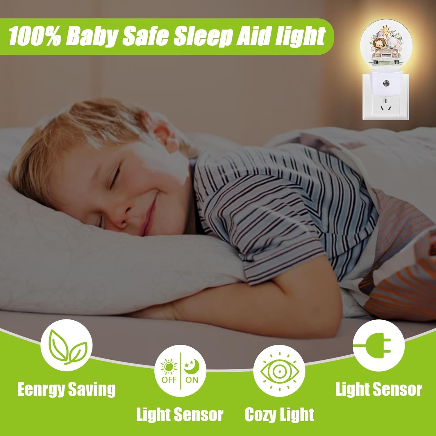 Safari Animals Night Light,Cute Lion Elephant and Giraffe Night Lights Plug into Wall for Kitchens Toilets Bedroom Decorative Half Round Nightlight Led Lamp 0.5W Sleep Friendly