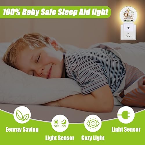 Miniatura 4 de Luz nocturna de animales de safari, lindo león elefante y jirafa, luces nocturnas enchufables a la pared para cocina, inodoros, dormitorio, luz