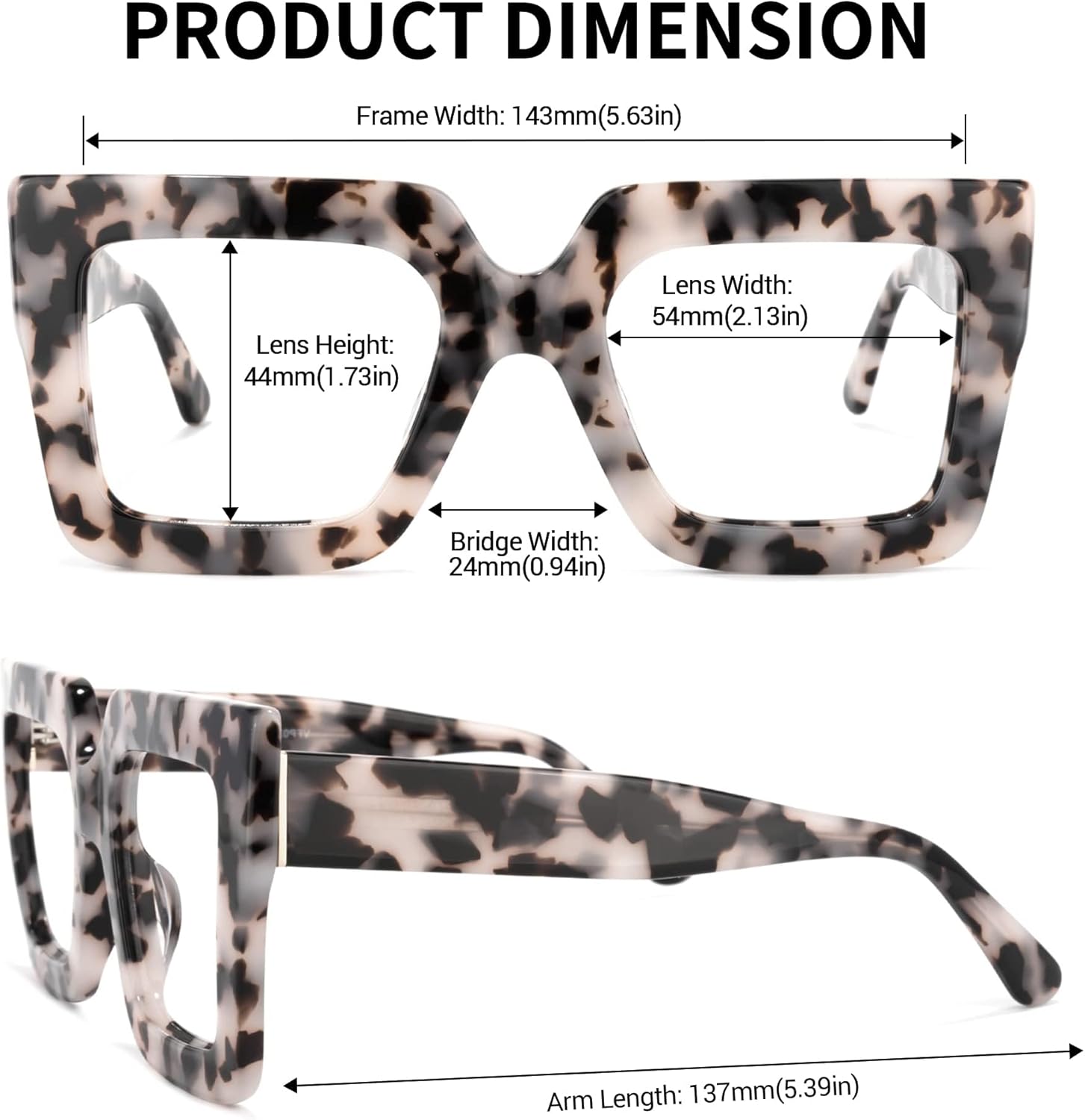 Zeelool Stylish Thick Oversized Square Reading Glasses for Women VFP0306 Brandon