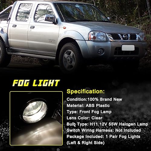 Miniatura 4 de Luces antiniebla de repuesto compatibles con Nissan Pathfinder 05-08 2005-2009 Nissan Frontier faros antiniebla con lente transparente para lado del