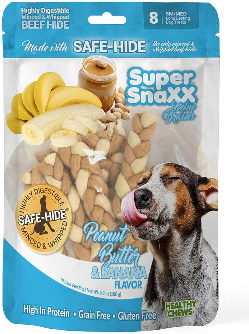 Wonder Snaxx Vanilla Yogurt & Apple, Mini Braids, Dog Chews Made from Whipped Rawhide, Sm/Med, 8 Mini Braids