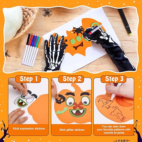 Miniatura 3 de Garma Juego de 330 calcomanías de espuma, manualidades de Halloween para niños, calabaza, fantasma, araña, murciélago, bruja, sombrero de bruja, kit