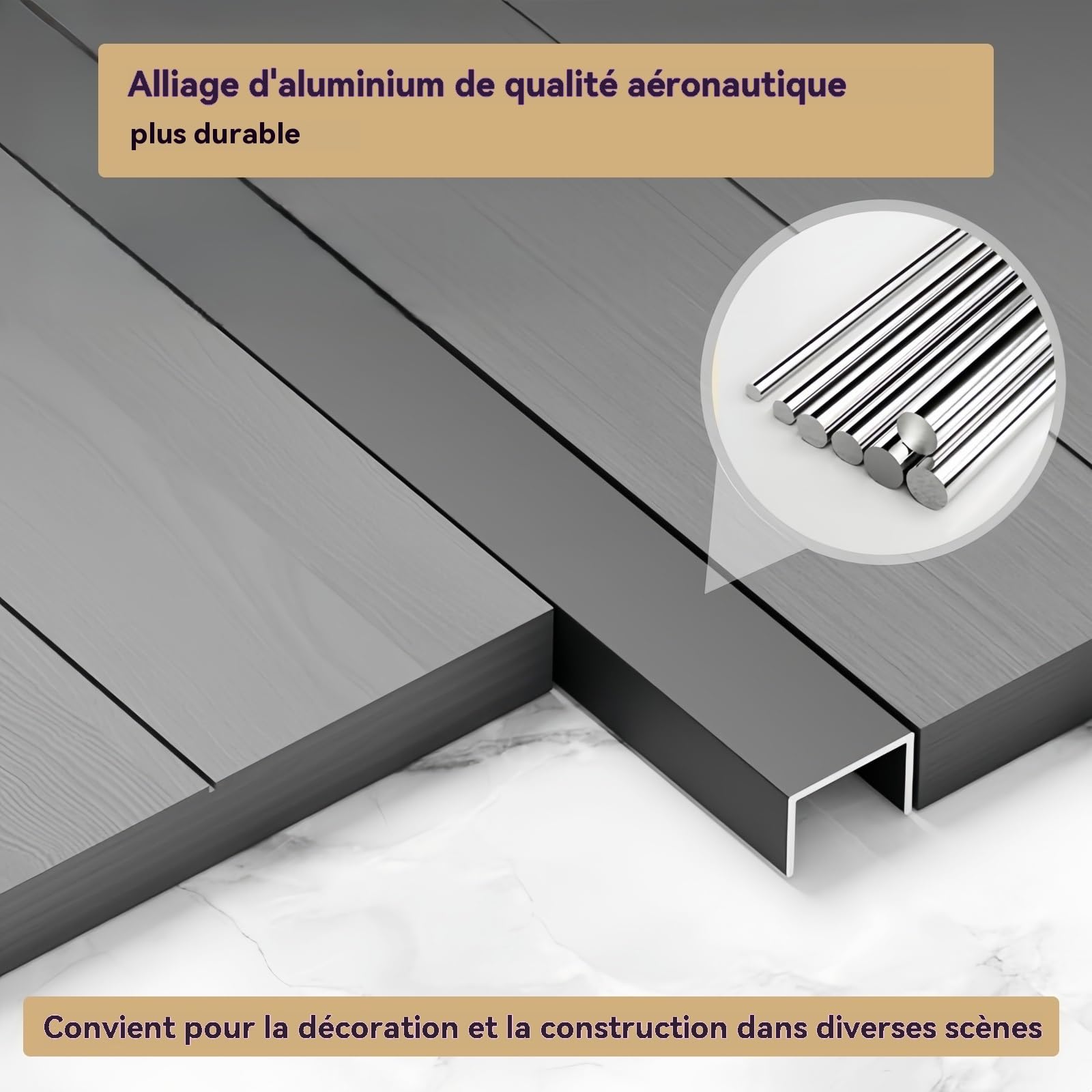 Baguette Angle Mur Profilé en U 100cm* 3 Pièces Profile Aluminium Carrelage Baguette Sol Parfait pour La Construction, Décoration Et Rénovation, Résistant Et Esthétique(Silver,40mm)