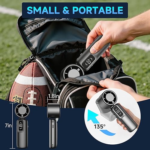 Miniatura 7 de Ventilador turbo portátil de mano, viento de 1 a 100 engranajes, funciona con pilas, hasta 23 horas de trabajo, ventilador personal 3 en 1 con