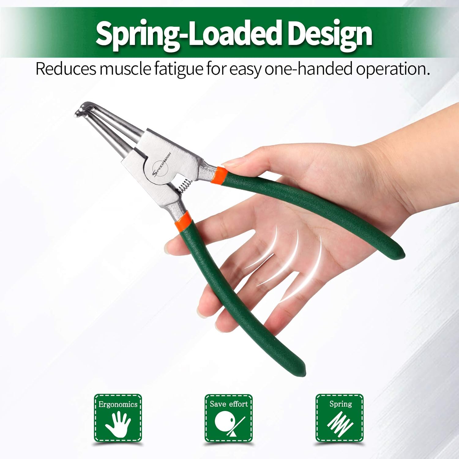 SPEEDWOX 2 Pcs Circlip Pliers Set, Tip Diameter 0.09 Inch, 9-Inch Snap Ring Pliers External, Precision Retaining Ring Pliers, Straight and Curved Jaws for Ring Remover Retaining