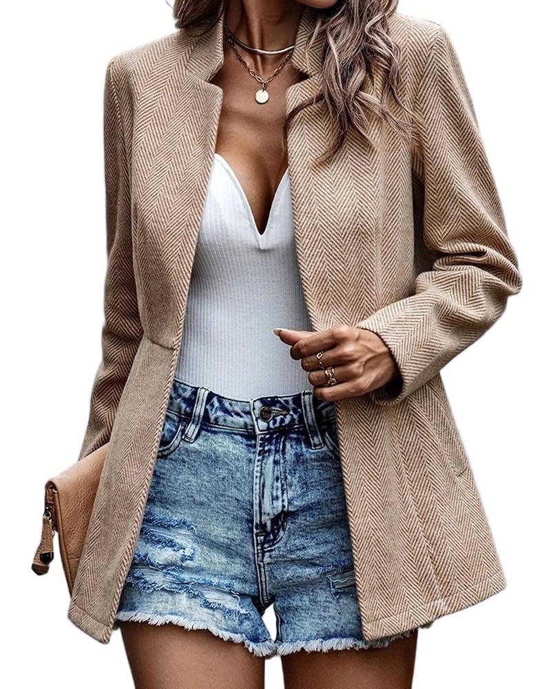 Classic Fit Work Business Blazer Coats for Women Casual Solid Color Cardigan Open Front Office Suit Jackets with