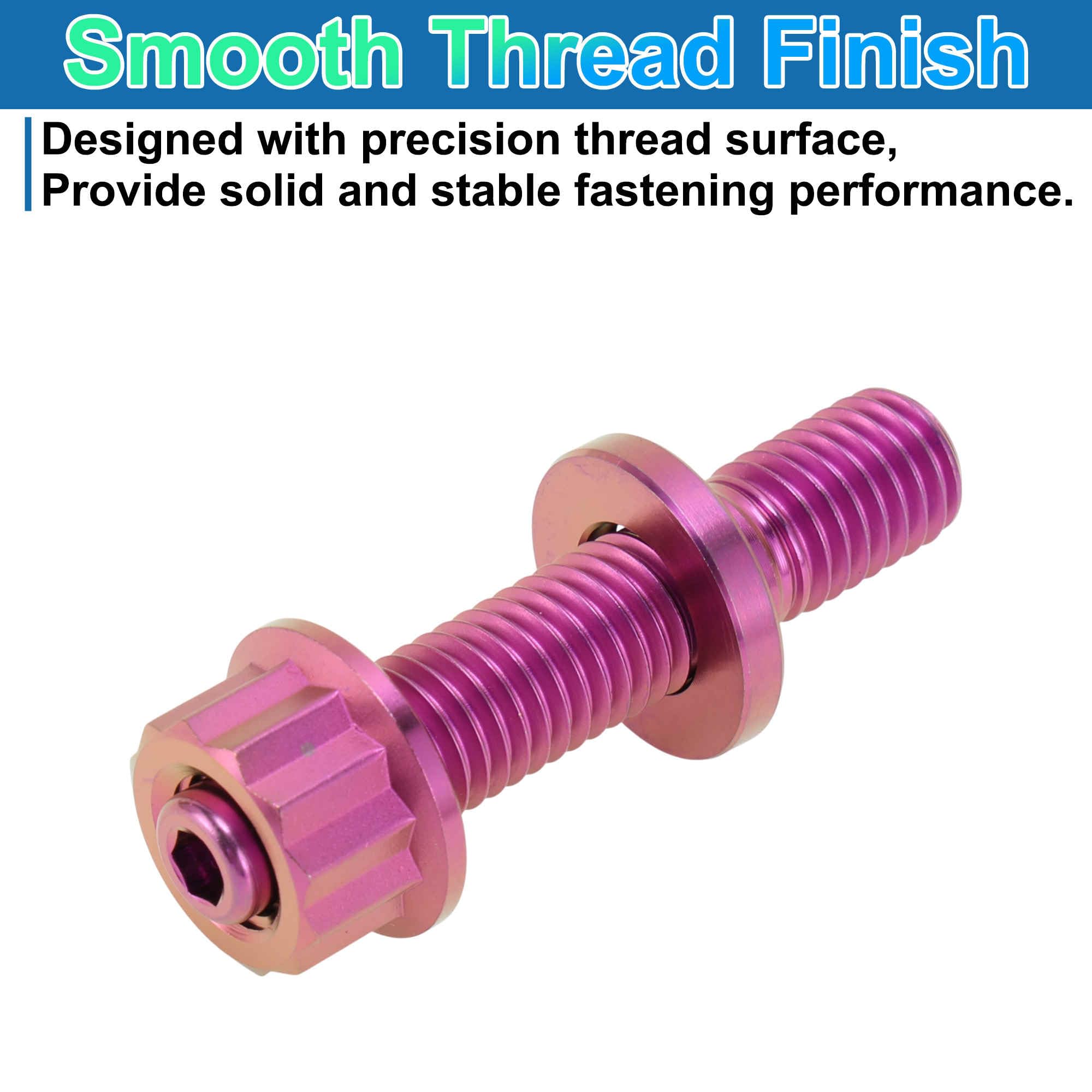 12 Set Bulloni Per Collettore Di Scarico In Lega Di Titanio M10 X 54mm Passo 1.5 Kit Bulloni Per Collettore Di Scarico Dadi Rondelle Viola